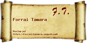 Forrai Tamara névjegykártya